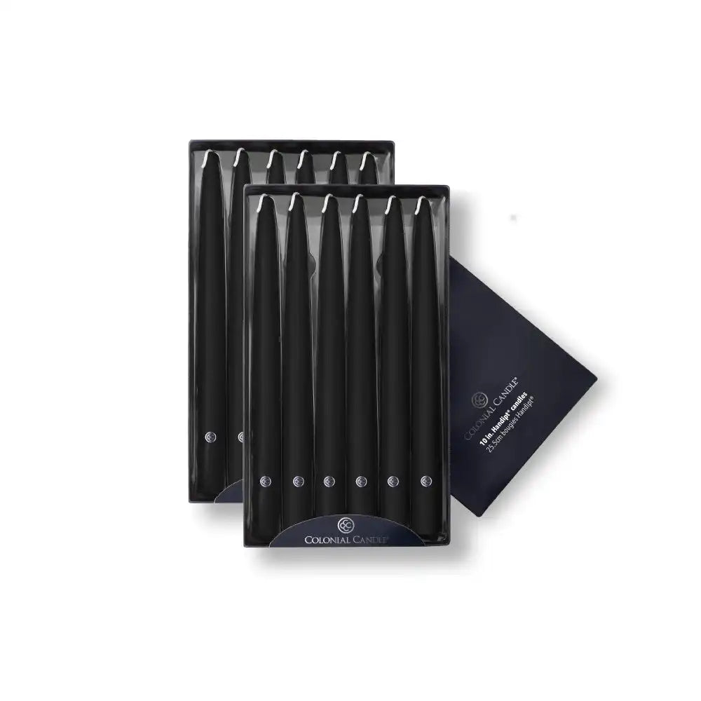 10" Black Handipt Taper, 12 Pack