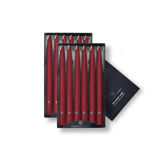 10" Traditional Cranberry Handipt Taper, 12 Pack
