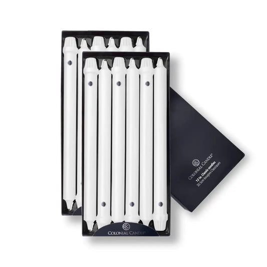 12" White Classic Dinner Candle, 12 Pack